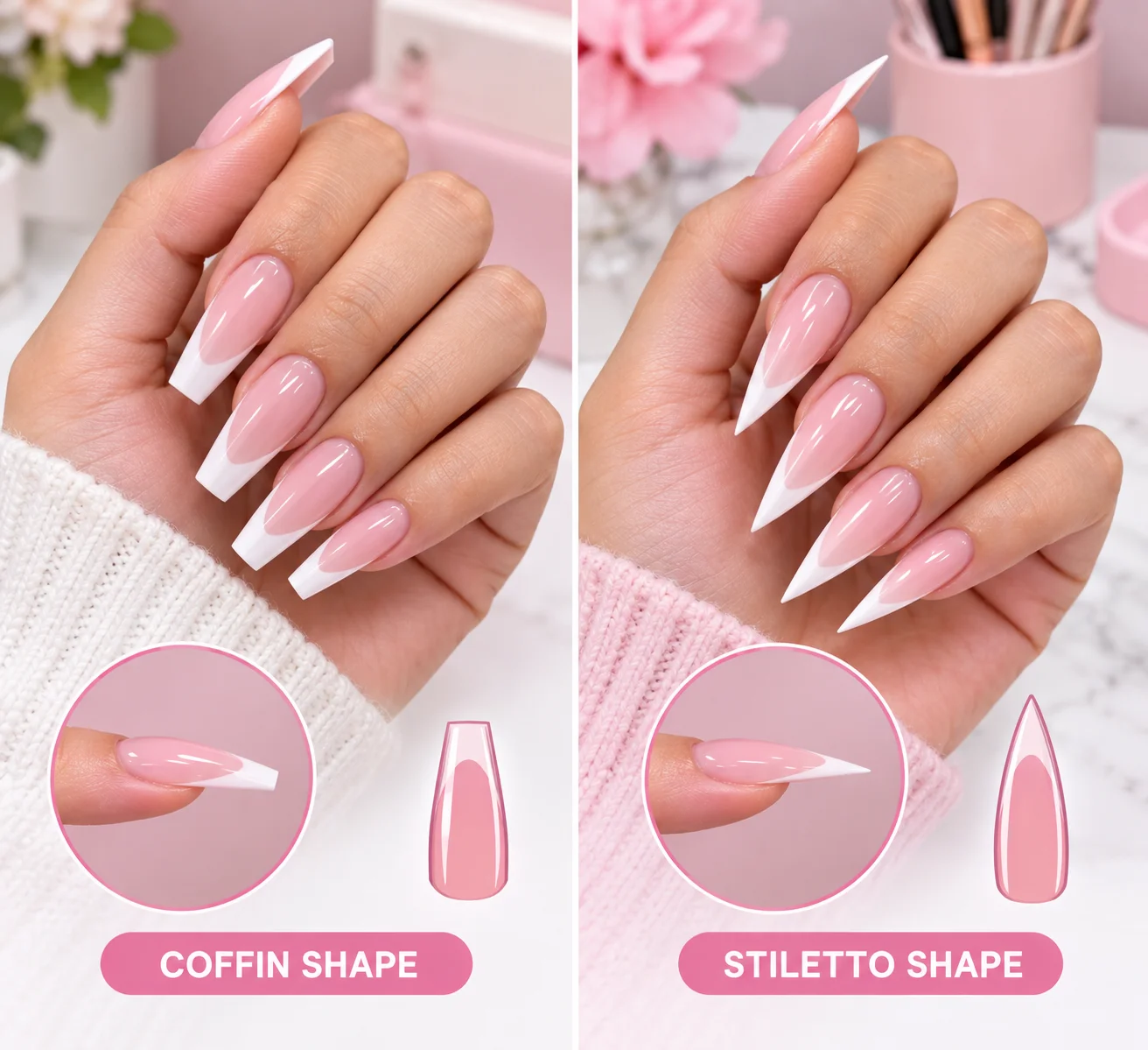 Coffin and Stiletto Nail Shapes at Subina's Nails Palace