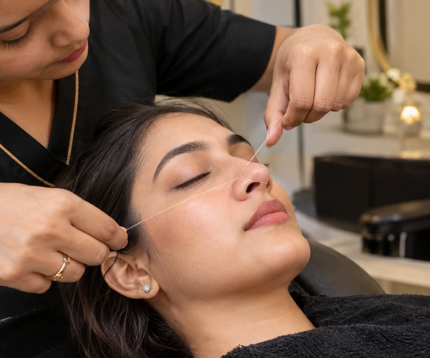 Nose Threading at Subina's Nails Palace